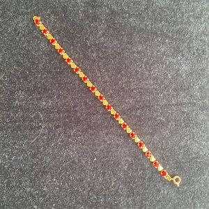 Heart and Ruby-like Tennis Bracelet